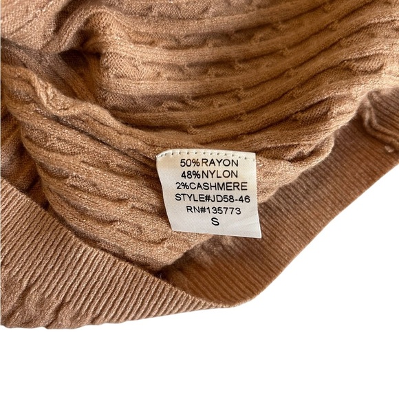 NWT Olivaceous Long Sleeve Bodycon Off Shoulder Sweater Dress Tan Small Cashmere - Picture 5 of 11